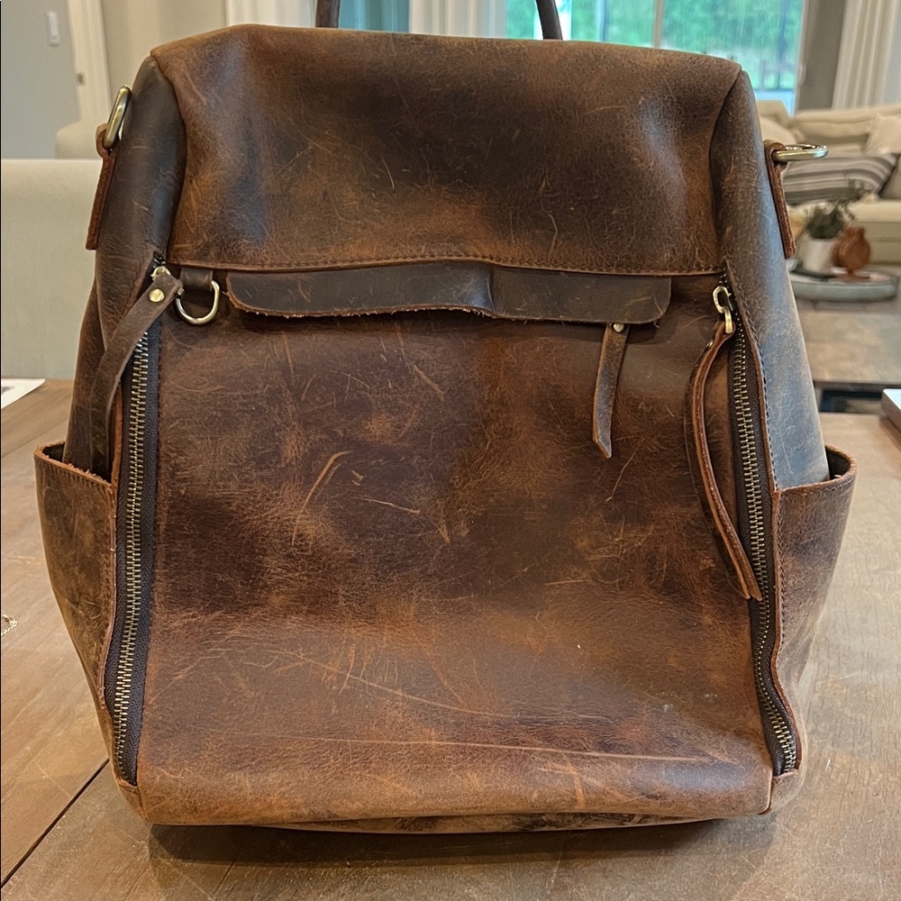 Classic Brown Leather Backpack
